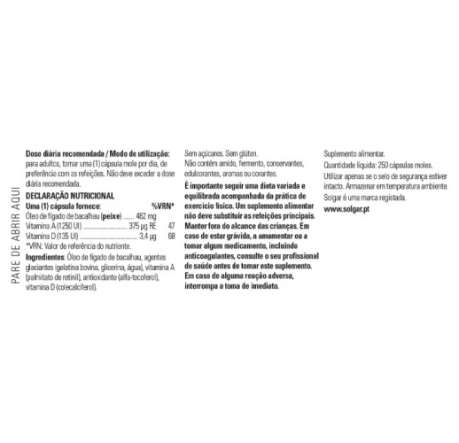 Aceite de hígado de bacalao - 250 cápsulas blandas