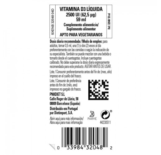 Solgar - Vitamina D3 líquida 2500 UI - 59 ml