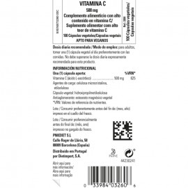 Vitamina C 500 mg - 100 cápsulas vegetales